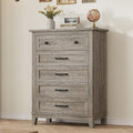 GarveeHome 5 Dresser for Bedroom, 41.3 in Tall Vertical Drawer Dresser with Large Storage, Freestanding Wooden Closet Chest for Bedroom, Living Room, Ash Grey