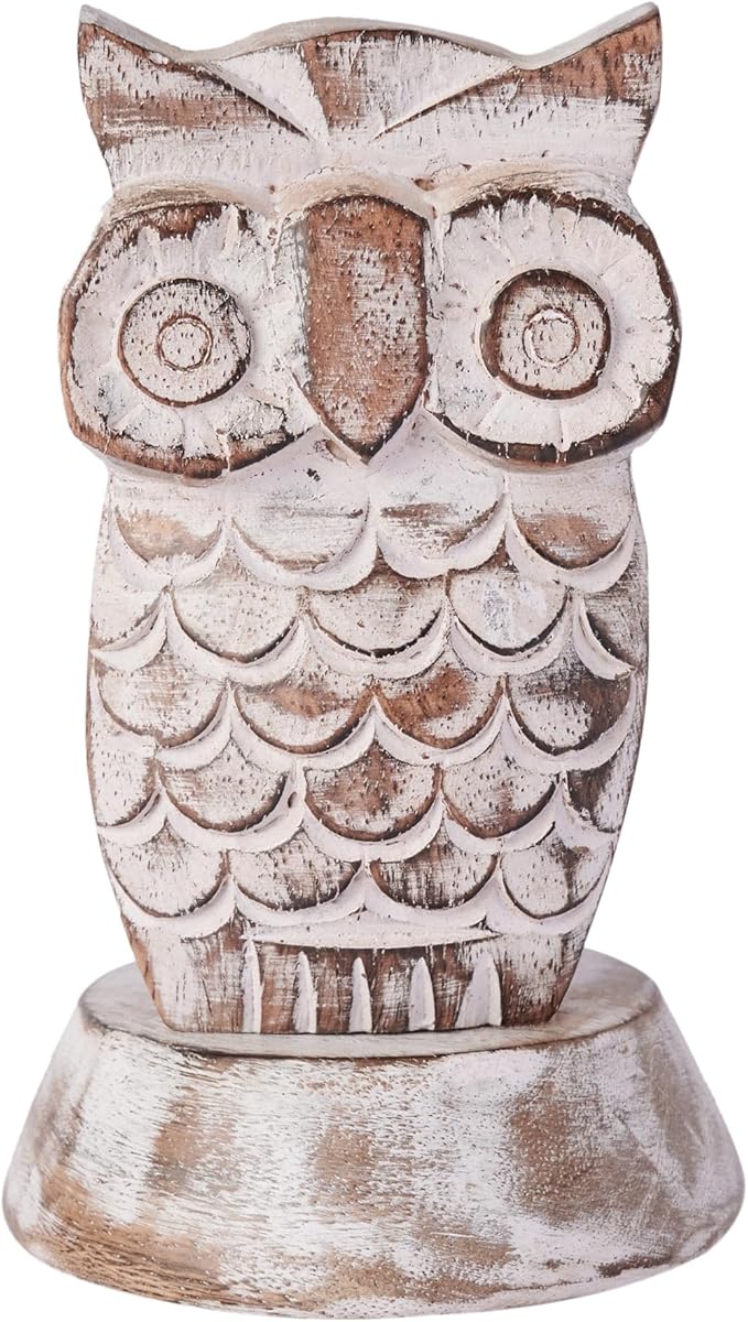 Stocking Stuffers Wooden Owl Glasses Holder Night Stand Reading Eyeglass Retainer White Elephant Gifts for Adults Women Men Him Her Mom Dad Car Christmas Gifts