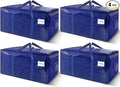 4 Pack Extra Heavy Duty Large Moving Bags with Strong Zipper & Carrying Handles, Sturdy Clothes Storage Bag Totes Bins, Packing Bags Moving Boxes College Moving Supplies, Dark Blue - 33 gal
