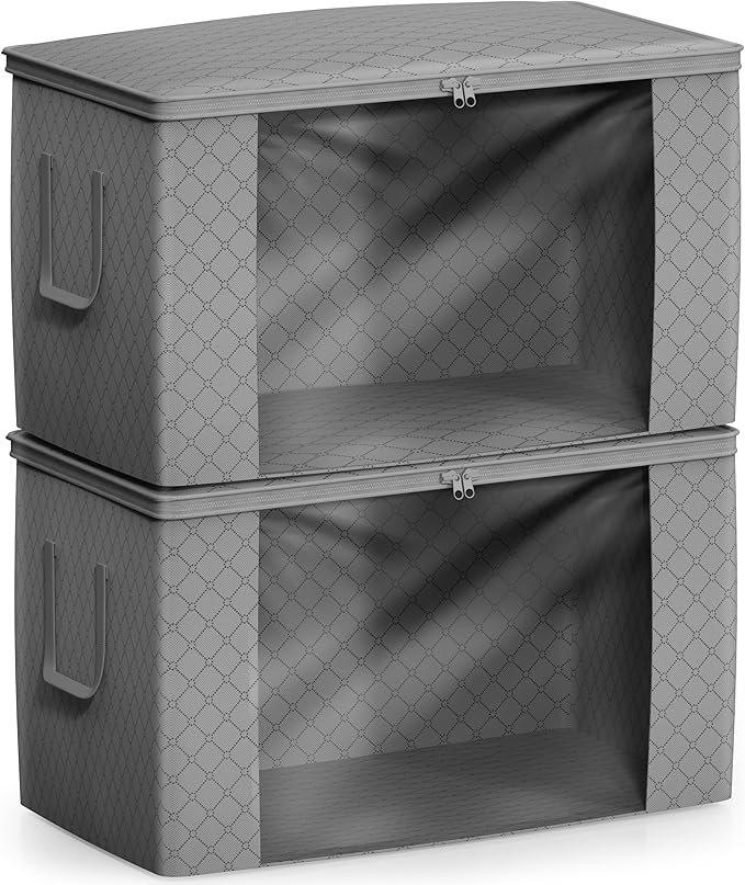 Sorbus Foldable Storage Bag Organizers, Large Clear Window & Carry Handles, Great for Clothes, Blankets, Closets, Bedrooms, and more