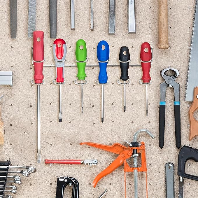 204 peg Board Hooks for Hanging - pegboard Accessories and Hangers for 1/4 & 1/8 inch peg Board Organizer Accessories - Ideal for Garage, Workshop & Tool Storage