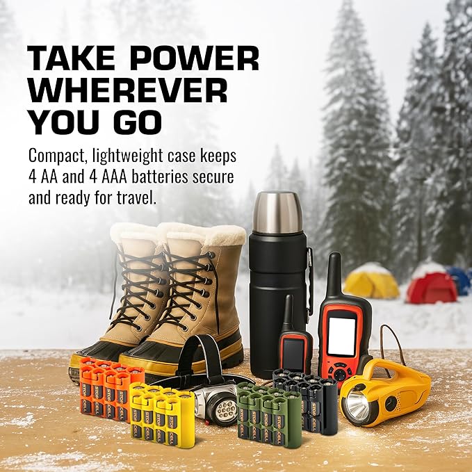Storacell AA + AAA Combo Battery Storage Caddy and Dispenser (Pack of 2), Black, Holds 4 AA + 4 AAA Batteries (Not Included), Durable & Compact Design, The Original Battery Caddy, Made in The USA