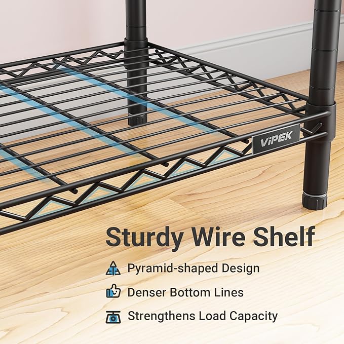VIPEK V4C Garment Rack with Cover, Heavy Duty Portable Closet Adjustable Metal Clothing Rack for Hanging Clothes with Hanging Rods & Side Hooks, Max Load 810lbs, Black Rack with Grey Cover