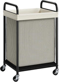 ELYKEN Laundry Basket with Wheels, 80L Rolling Laundry Hamper with Removable Liner Bag, Laundry Sorter with Metal Handle, Clothes Hamper Cart for Laundry Room, Bedroom, Bathroom and Dorm