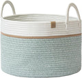 LA JOLIE MUSE Braided Basket, Cotton Rope Storage Baskets, Large Cotton Basket, Laundry Basket for Blanket, Children's Toys, Basket S Laundry Basket for Children's Room, Ivy Green, 32 Liter