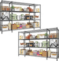 REIBII 78.4''W Storage Shelves, 4 Tier Wire Shelving Unit Loads 1500LBS with Adjustable 2PCS Heavy Duty Metal Shelving for Pantry, Kitchen,Garage Shelves.78.4''Wx11.8''Dx59''H,Black