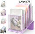 File Organizer for Desk, Desk Organizer with 5-Section Vertical File Rack, File Folder Organizer (Purple)