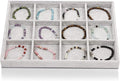 Juvale Velvet Stackable Jewelry Organizer Tray - 12-Grid Bracelet Holder & Ring Organizer - Velvet Jewelry Tray with Soft Compartments - Bracelet Holder Drawer Fits Standard Drawers - 14 x 9.5 In Gray