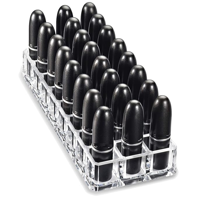 byAlegory Acrylic Lipstick & Acrylic Lip Gloss Organizer 48 Space Beauty Cosmetic Storage - Clear
