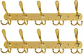 Dseap Coat Rack Wall Mounted - 5 Tri Hooks, Heavy Duty, Stainless Steel, Metal Coat Hook Rail for Coat Hat Towel Purse Robes Mudroom Bathroom Entryway (Gold, 2 Packs)