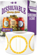Canning Labels Dissolvable Stickers for Mason Jars and More (2" Round 200/roll) Canning Supplies Washes Off in Seconds Like Magic - Jar Labels Homemade Jam, Jelly, and More (Amber)
