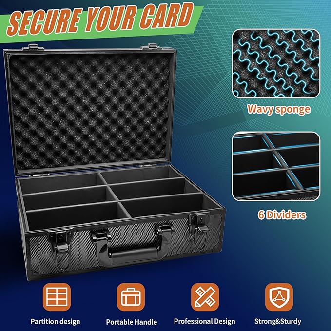 JIFTOK Top Loaders Case for Cards, Portable Toploader Storage Box for 3" x 4" 35pt Rigid Card Holders Fits 600+ Cards, Hard Case Trading Card Storage Box for Sports Card