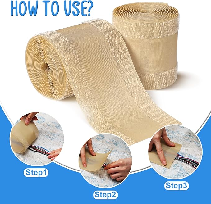 WILLBOND Carpet Cord Cover Cable Protector Floor Cover Cable Protector Management Only for Commercial Office Carpet(9.84 ft,Khaki)
