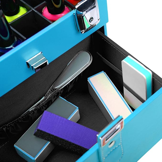 SHANY Color Matters - Makeup Travel Case Nail Accessories Organizer and Makeup Train Case - Makeup Storage Box - Vicious Blue