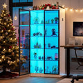 Lvifur 65" LED Display Cabinet with Lights for Living Room, 5 Tier Bookcase with Adjustable Shelves for Office, Tall Storage Cabinet with Human Body Induction for Collectibles (White)