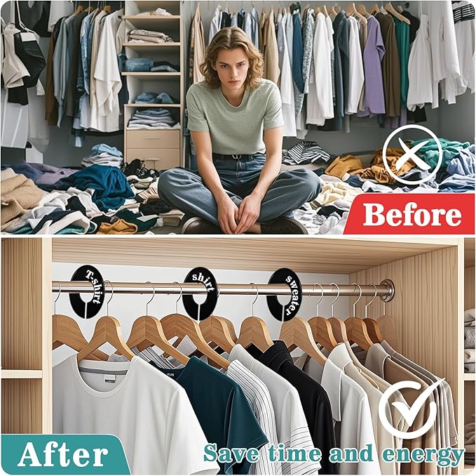 Sukh Closet Dividers 30pcs - Plastic Clothes Organizer Shelf Tags Labels for Clothing Rack Wardrobe Store Warehouse Nursery Must Haves Boutique Supplies Sturdy Durable Flexible No Burrs (Black)
