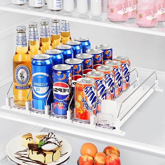 Drink Organizer for Refrigerator, Automatic Pusher Drink Dispenser for Fridge, Soda Can Organizer for Beer Beverage Holds up to 25-5Row (15.3" D x 16.54" W)