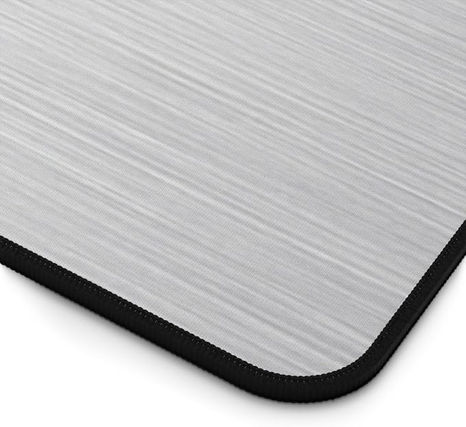 Brushed Metal Texture Desk Mat - Extended Mouse Pad & Desk Pad, Neoprene Surface, Non-Slip Rubber Base, Stitched Edges, Desk Protector for Keyboard & Mouse (Silver, 16x32)