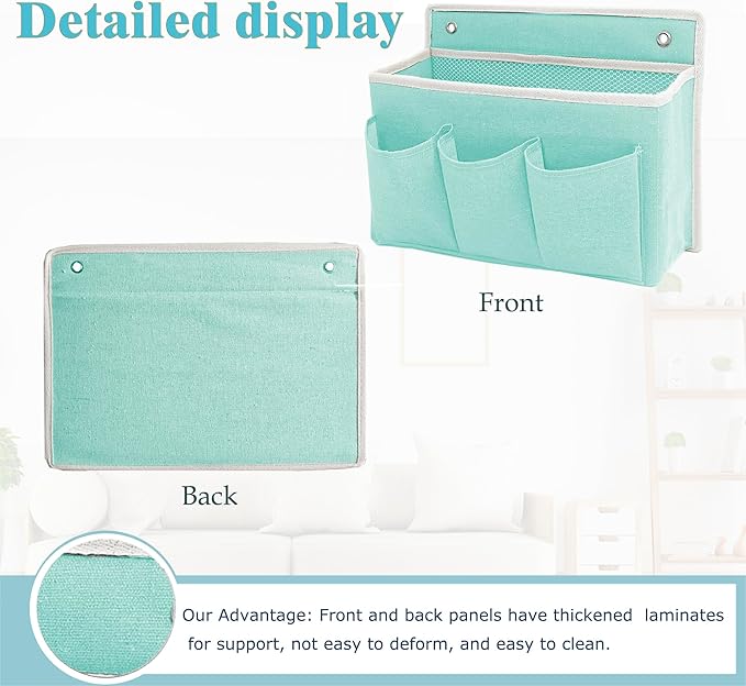 Wall Hanging Organizer Bag/Hanging Baskets with Large Mesh Compartment & 3 Pockets，Over the Door Organizer Space Saving Storage for Bedroom,RV Camper, Closet (Green -1 Pack)