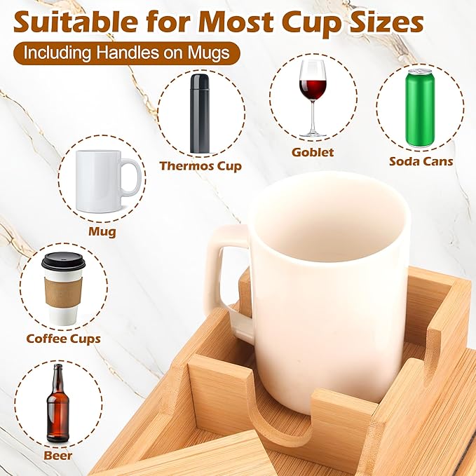 13.4" x 4.6" Couch Armrest Table, Foldable Bamboo Tray with Cup Holder Sofa Arm Tray Multi-Functional Stand, Used to Hold Water Cups, Mobile Phones and Remote Controls