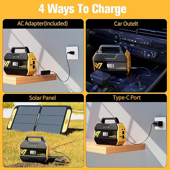 VTOMAN FlashSpeed 300 Portable Power Station, 300W 230Wh LiFePO4 Battery with 3000 Life Cycles, 100W PD USB-C Fast Charge, 6 Outputs for Outdoor Camping, Home Backup, RV, Off-Grid