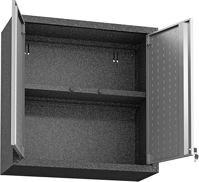 Manhattan Comfort Dual Fortress Floating Garage Storage Cabinet, 1, Black/Grey