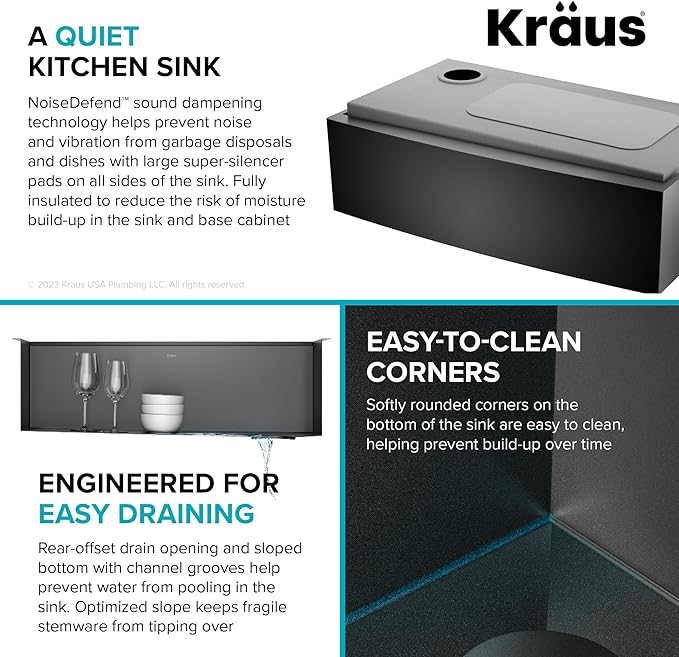 KRAUS Kore Workstation 33-inch Farmhouse Modern Flat Apron Front 16 Gauge Black Stainless Steel Single Bowl Kitchen Sink in PVD Gunmetal Finish with Accessories, KWF410-33/PGM