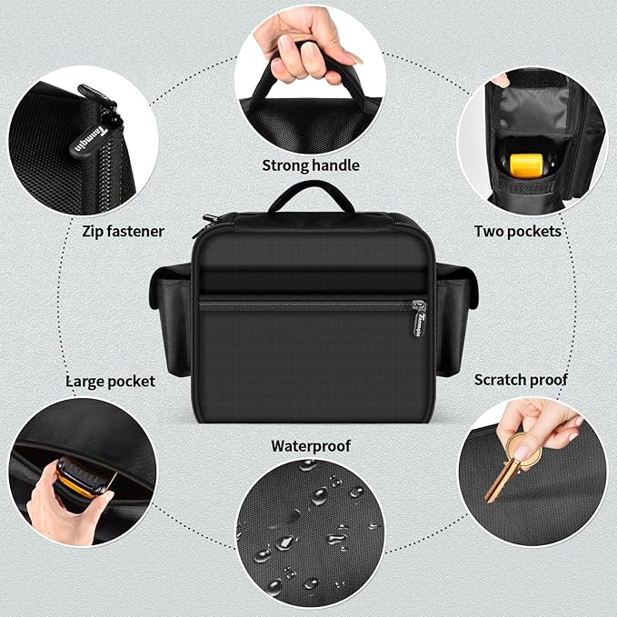 Air Compressor Bag Case Compatible with DEWALT 20V MAX Tire Inflator DCC020IB, Cordless Tools Storage Holder Organizer with Pocket for Battery Pack and Charging Kit(Box Only, All Black)
