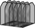 Black 5-Section File Folder Organizer for Desk – Metal Vertical File Holder, Desktop File Organizer Vertical Stand, Letter/A4 Folder Rack, Upright File Sorter