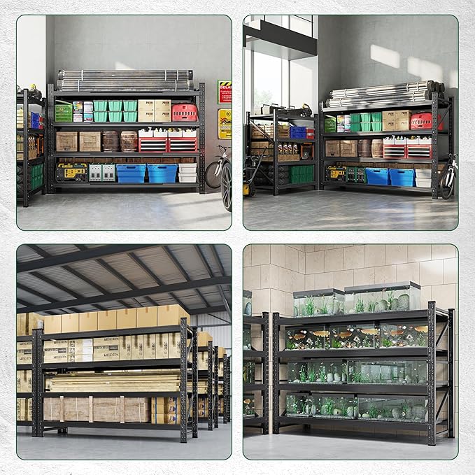 Letaya 4000LBS Storage Shelves Heavy Duty,60" W Garage Shelving Units, 4 Tier Adjustable Utility Rack Shelf,Large Metal Industrial Shelves,for Shop,Warehouse,Basement (60" W x 24" D x 70" H)