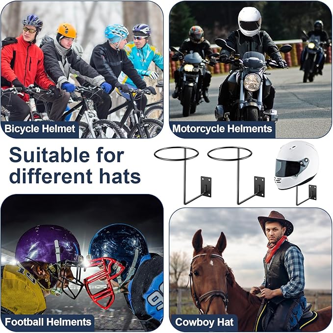 6 Pack Helmet Hanger Wall Mount Motorcycle Helmet Rack Metal Ball Holder for Basketball Volleyball Football Multifunctional Display Hook Stand for Cap Hat Wig Riding Jacket Coat