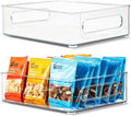 primebox Plastic Food Storage 2 pack Clear Container Bin with Handles for Organizing Kitchen, Pantry, Refrigerator, Freezer, Pantry, Cabinet, Closet, Bathroom. Stackable 10”x8”x3”
