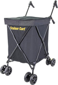 dbest Products Cruiser Cart Urban 360 Folding Shopping Grocery Collapsible Laundry Basket on Wheels Foldable Utility Trolley Carrito de Compras