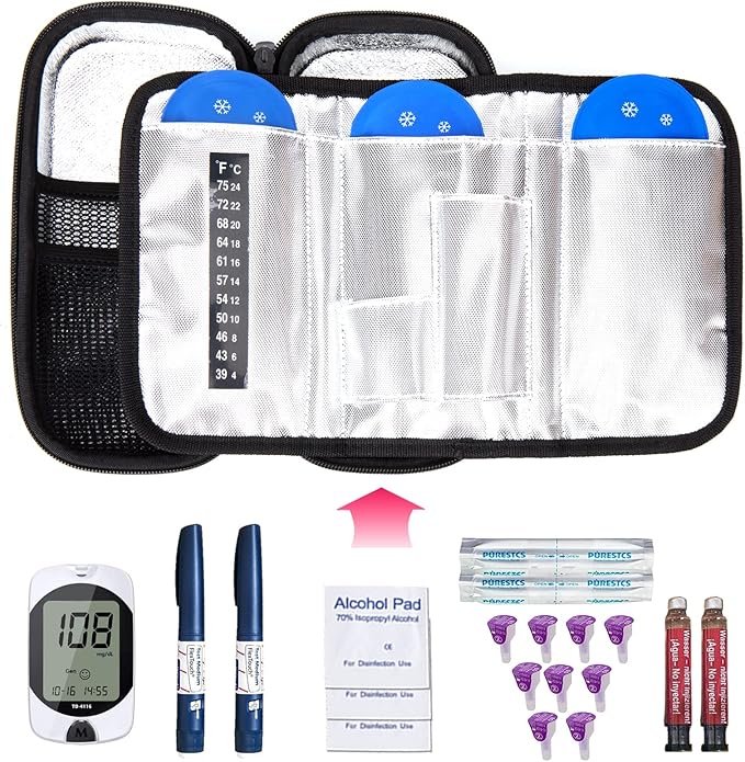 YOUSHARES Insulin Cooler Travel Case - EVA Protective Diabetic Medication Cooling Bag, Refrigerated Insulated Storage Kit for Insulin Pen and Diabetes Supplies with 3 TSA Approved Ice Packs
