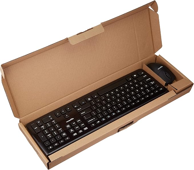 Amazon Basics Wired Keyboard and Mouse Bundle, Full-Sized, QWERTY Layout, Black