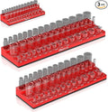 Olsa Tools Magnetic Socket Organizer | 3pc Socket Holder Kit | 1/2-Inch, 3/8-Inch, & 1/4-Inch Drive | Socket Organizers For Toolboxes | Red | Holds 123 | Professional-Grade Tool Organizer | Part 1560
