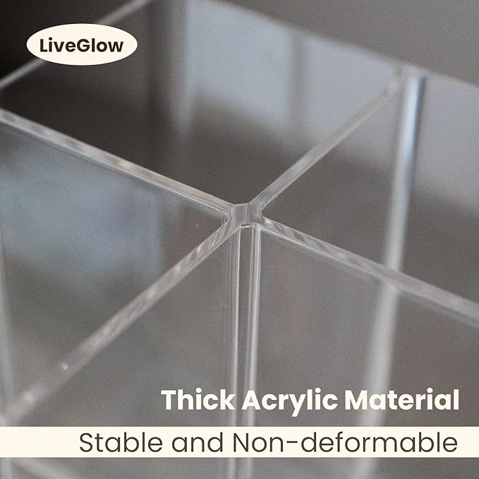 Clear Makeup Brush Holder,Acrylic Rotating 360°Makeup Brush Organizer,Pen holder with 4 Grids,Makeup Holder for Courtup,Containers for Desk,1pc