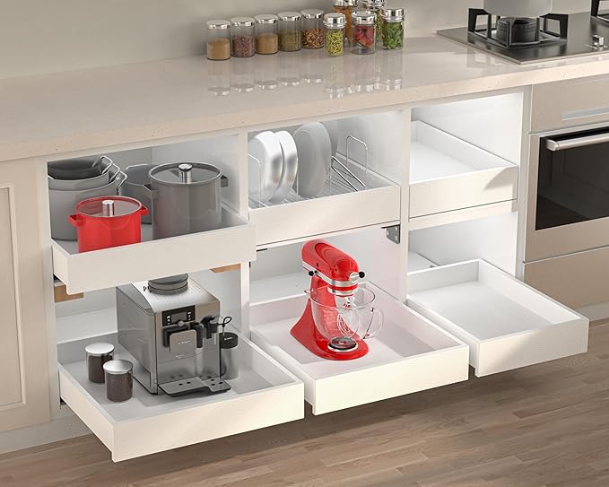 MyLifeUNIT Wooden Pull Out Drawers for Cabinets, 20"W Fully Assembled Pull-Out Cabinet Organizer Shelves, Soft Close Slide Out Drawer for Kitchen Cabinet