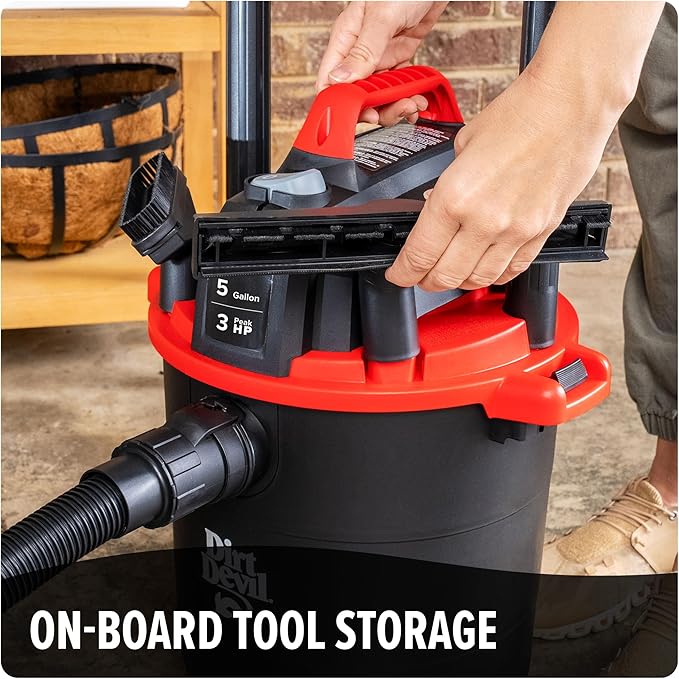 Dirt Devil 5 Gallon Corded Wet Dry Shop Vacuum, Portable, Heavy Duty Vacuum for Garage, Home, Workshop or Vehicle, Compact Design with Versatile Tools, Wet/Dry Shop Vac