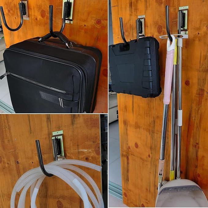 8 Pack E Track Heavy Duty Shovel Hanger for Store Long Handled Tools, Large Steel Tool Double J Hook, Tool Hanger, E Track Accessories for Enclosed Trailer or Trucks