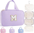 TOPEAST Christmas Gifts for Women Teen Girls Kids - Travel Hanging Toiletry Bag, Personalized Initial Toiletry Pouch, Birthday Gifts for Women Mom Daughter Sister Friends, Cruise Essentials, Purple M