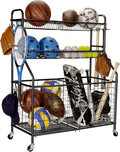 Kinghouse Garage Sports Equipment Organizer, Ball Storage Rack, Toy Storage, Nerf Gun Organization on Wheels for School, Garage, Black, Steel (Black)