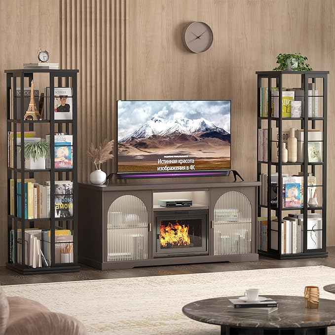 Aheaplus Rotating Bookshelf, Corner Bookshelf, 360 Display Wood Spinning Bookshelfs, Floor Standing Bookcase Narrow Shelf Revolving Organizer Storage Rack for Small Space, Bedroom, Study Room, Black