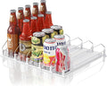 Drink Organizer for Fridge,12oz 16oz 20oz - Soda Can Dispenser for Refrigerator,Width Adjustable,Automatic Pusher Glide,15"D,White,5 ROW,Holds 25 Cans