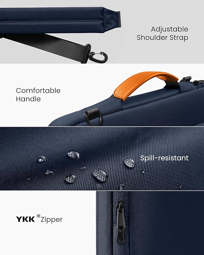 tomtoc 360 Protective Laptop Shoulder Bag for 13-inch 2025 MacBook Air M4/A3240, M3/A3113, M2/A2681, M1/A2337, MacBook Pro M2/A2686 M1/A2338, Water-Resistant Laptop Accessory Carrying Case Sleeve