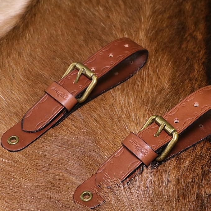 Tourbon Leather Wall Hanging Straps, Buckle Closure for Axes Hatchets & Tools, Heavy Duty Tool Hangers, Gun Rack Wall Mount Display, Axe Mount Holders, Sword Organizer Hooks, Set of 2