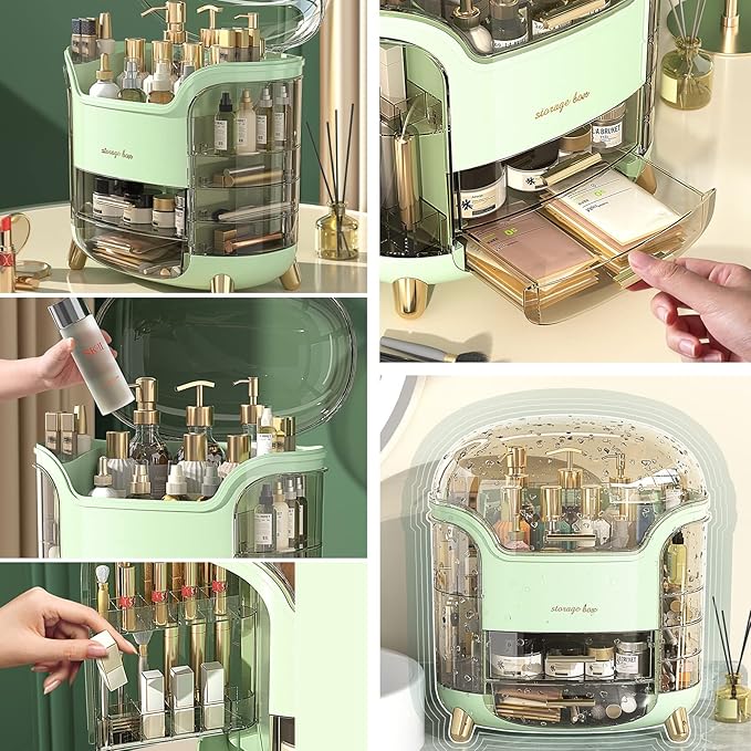 Upgrade Large Makeup Organizer Countertop Vanity Organizer Cosmetic Organizer Makeup Storage Box Bathroom Counter Organizer Perfume Skincare Organizers Gift Women Clear Design Easy Visibility