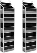 2 Pack Over The Door Organizer, Hanging Storage Organizer with Clear Window, 40lb Ultra Sturdy Large Capacity Room Organizer for Pantry Laundry Bathroom Nursery Closet (Black)