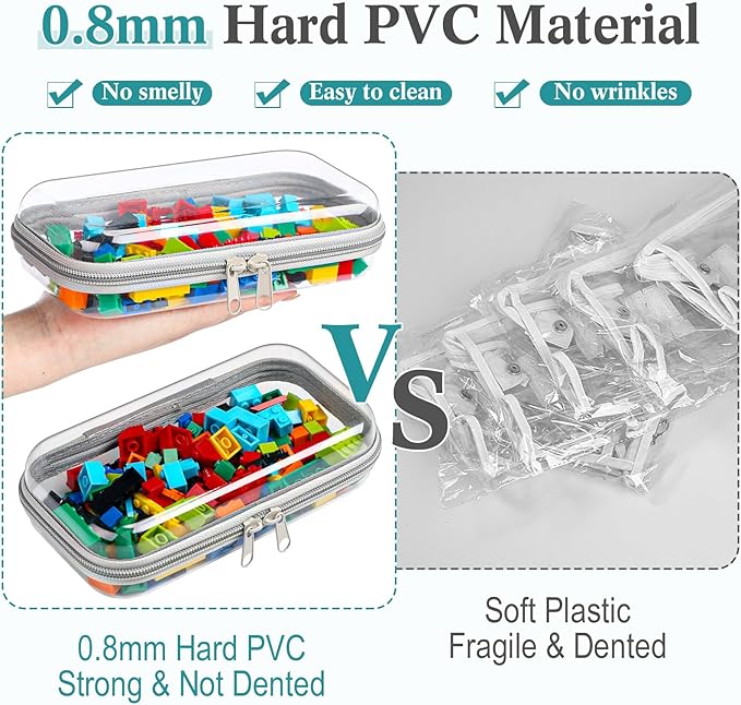 Sanwuta 6 Pcs Clear Hard Zipper Case Hard Plastic Zipper Pouches Transparent Makeup Bag Pencil Pouches for Travel Snacks Christmas Trinket Storage Organizer Box(Gray,7.48 x 3.94 x 2 Inch)
