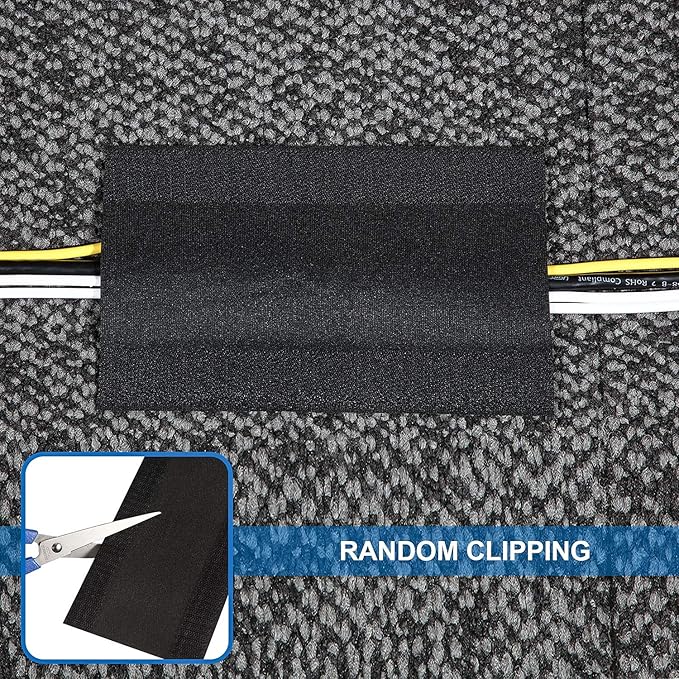 WILLBOND Carpet Cord Cover Cable Protector Floor Cover Cable Protector Management Only for Commercial Office Carpet(9.84 ft,Black)